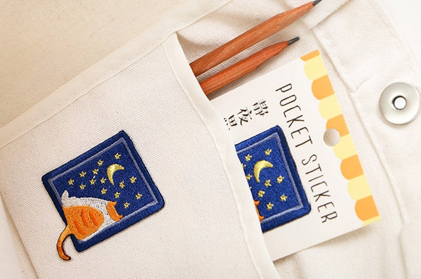 Cat [Stargazing Cat] Embroidered Sticker Patch