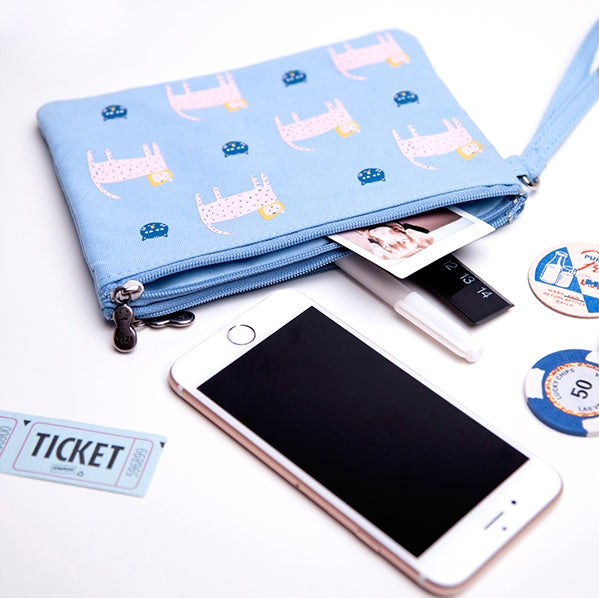 Small Storage Cat Blue Pouch By YIZI STORE X KOMESHOP