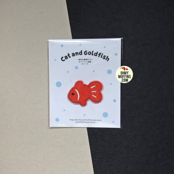 Cat And Goldfish [Goldfish] Embroidered Sticker & Iron-On Patch