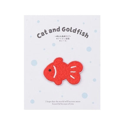 Cat And Goldfish [Goldfish] Embroidered Sticker & Iron-On Patch