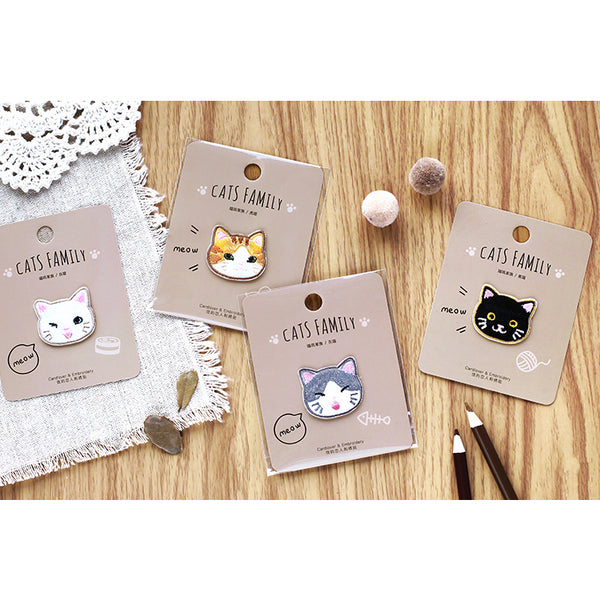 Cat Family [ Grey Cat ] Embroidered Sticker Patch