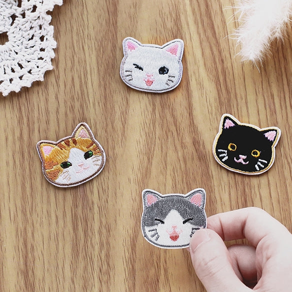Cat Family [ Grey Cat ] Embroidered Sticker Patch