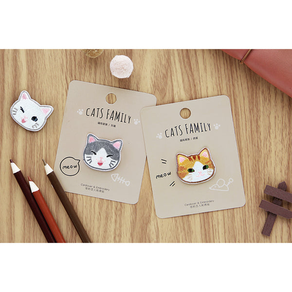 Cat Family [ White Cat ] Embroidered Sticker Patch