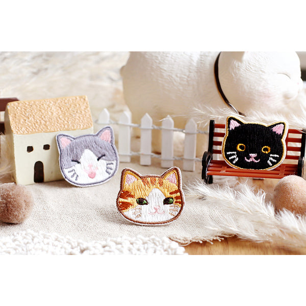 Cat Family [ Grey Cat ] Embroidered Sticker Patch