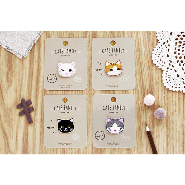 Cat Family [ Grey Cat ] Embroidered Sticker Patch