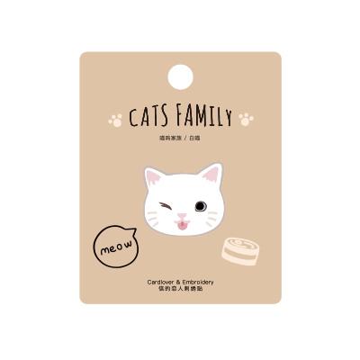 Cat Family White Cat Embroidered Sticker Patch