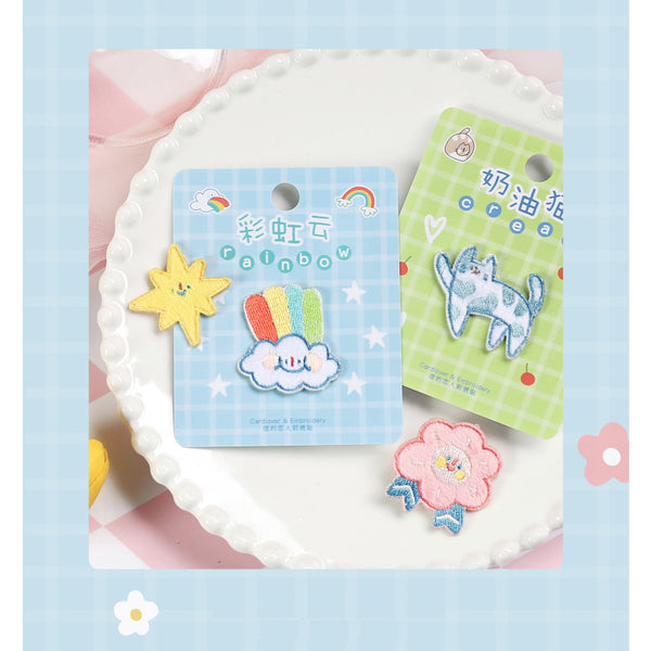 Coco World [Cream Cat] Embroidered Sticker & Iron-On Patch
