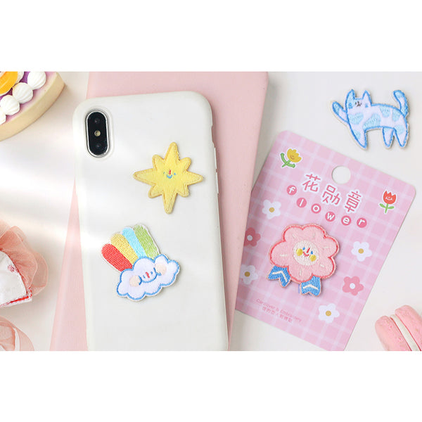 Coco World [Cream Cat] Embroidered Sticker & Iron-On Patch
