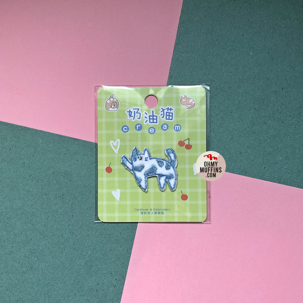Cocoa Little World [Cream Cat] Embroidered Sticker & Iron-On Patch