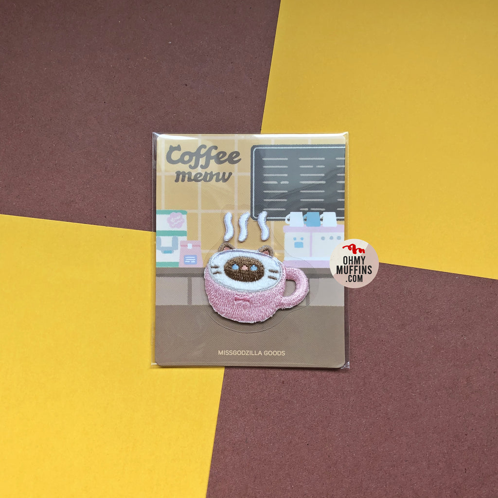 Coffee Cat [Cappuccino] Embroidered Sticker & Iron-On Patch