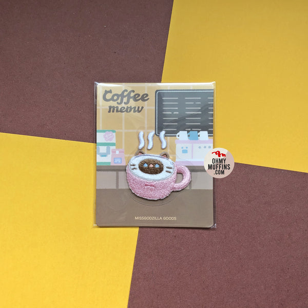 Coffee Cat [Cappuccino] Embroidered Sticker & Iron-On Patch