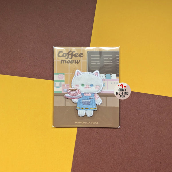 Coffee Cat [Missy Cat] Embroidered Sticker & Iron-On Patch