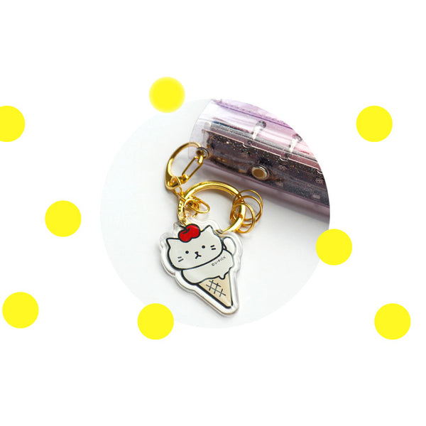 Cold Drink Cat [Ice Cream Cone] Key Chain By U-Pick