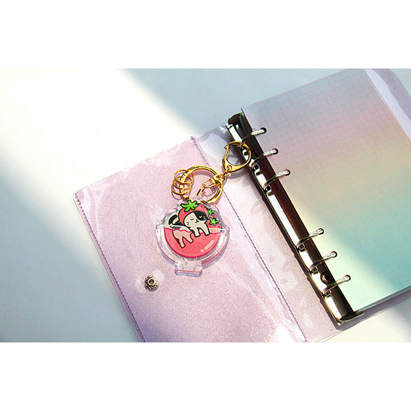 Cold Drink Cat [Strawberry Jelly] Key Chain By U-Pick