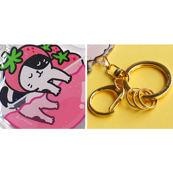 Cold Drink Cat [Strawberry Jelly] Key Chain By U-Pick