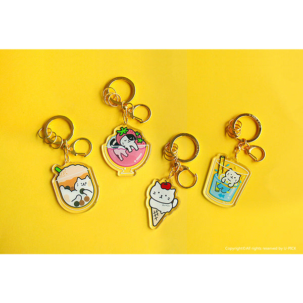 Cold Drink Cat [Ice Cream Cone] Key Chain By U-Pick