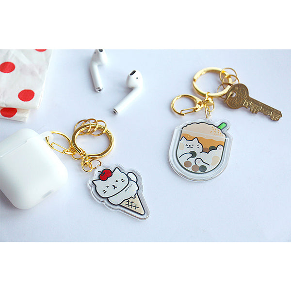 Cold Drink Cat [Ice Cream Cone] Key Chain By U-Pick