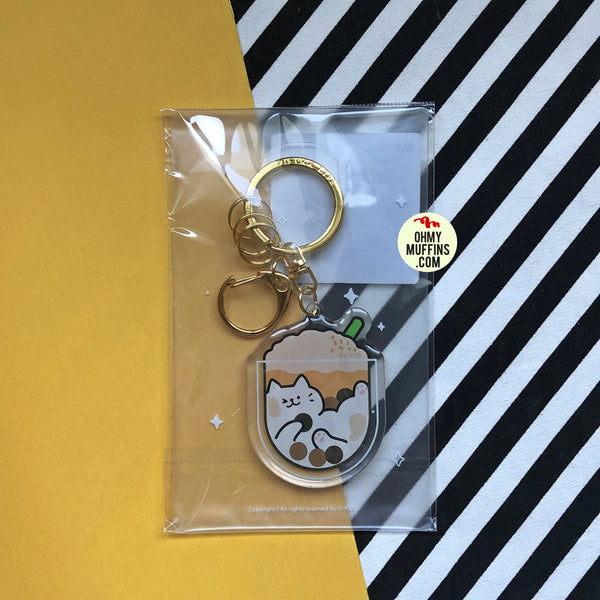 Cold Drink Cat [Brown Sugar Boba Milk] Key Chain By U-Pick