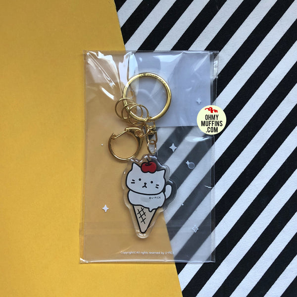 Cold Drink Cat [Ice Cream Cone] Key Chain By U-Pick