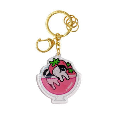 Cold Drink Cat [Strawberry Jelly] Key Chain By U-Pick