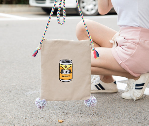 Convenience Store [Beer] Embroidered Sling Bag By Bentoy