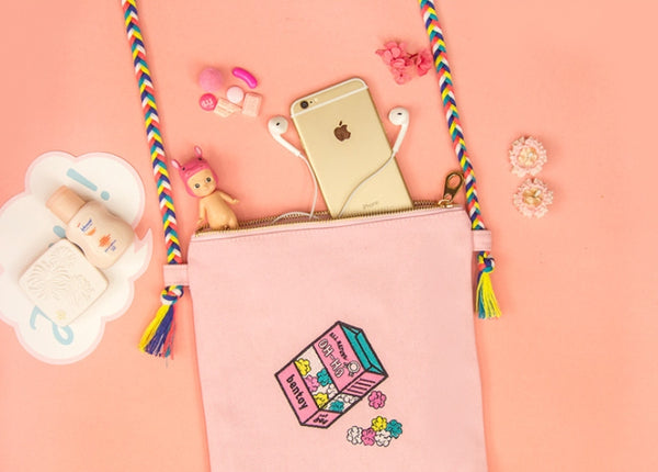 Convenience Store [Popcorn] Embroidered Sling Bag By Bentoy