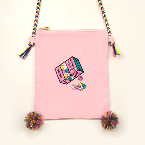 Convenience Store Popcorn Embroidered Sling Bag By Bentoy