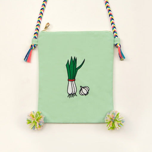 Convenience Store Scallions Embroidered Sling Bag By Bentoy