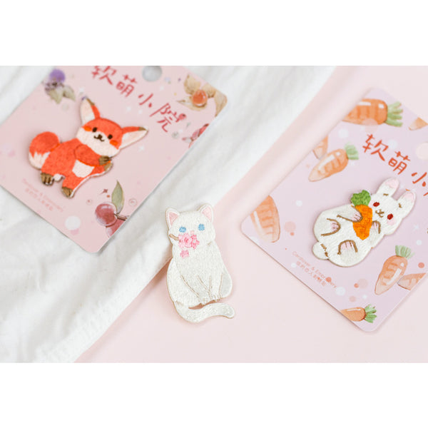 Courtyard Animal [ Rabbit ] Embroidered Sticker & Iron-On Patch