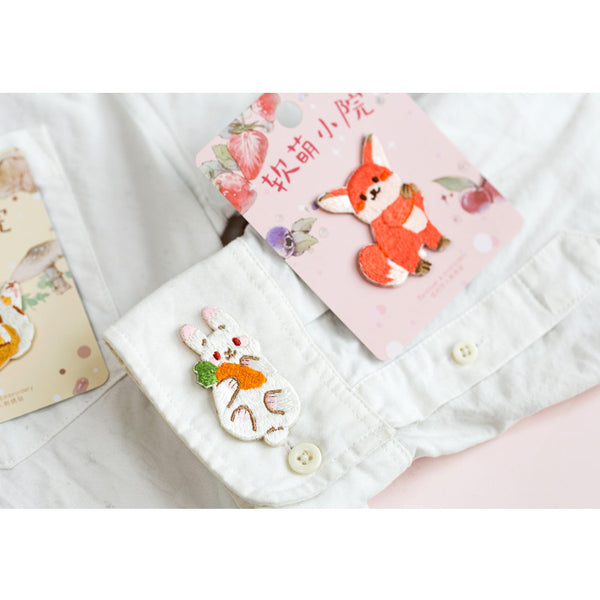 Courtyard Animal [ Rabbit ] Embroidered Sticker & Iron-On Patch
