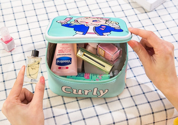 Girl Curly Square Travel Pouch By Bentoy