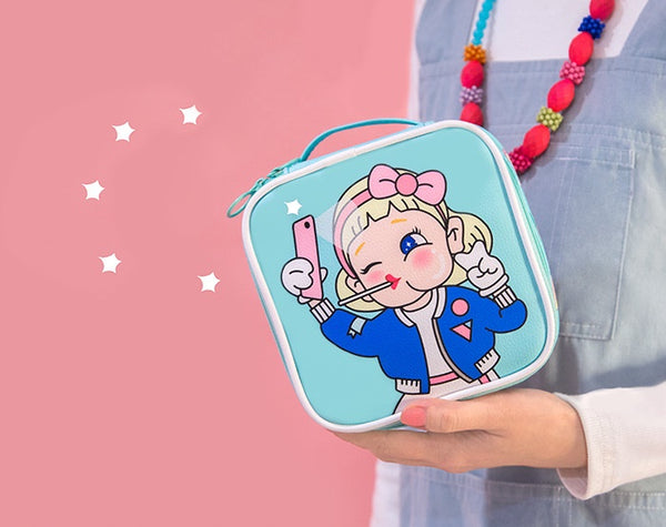 Girl Curly Square Travel Pouch By Bentoy