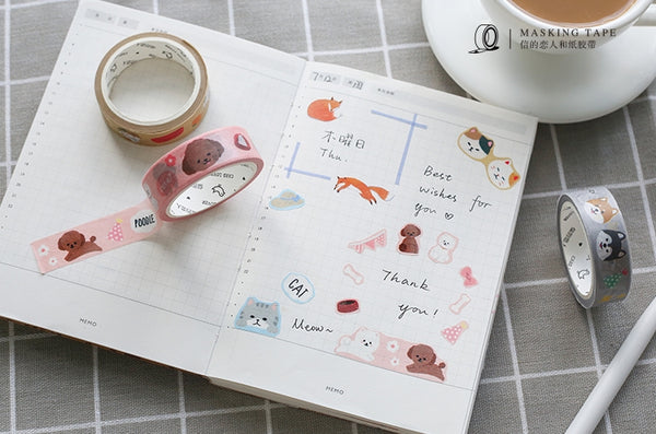 Teddy & Bichon Frise Dogs Washi Tape