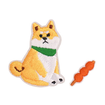 Dog [Shiba Inu & Candied Haw] Embroidered Sticker Iron-On Patch