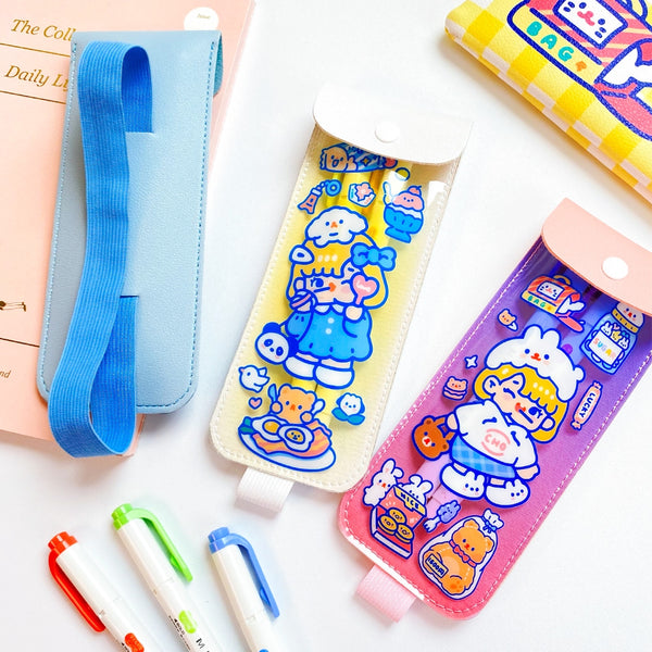 Cutie Girl [Yellow] Notebook Pencil Case With Elastic Strap By Milkjoy