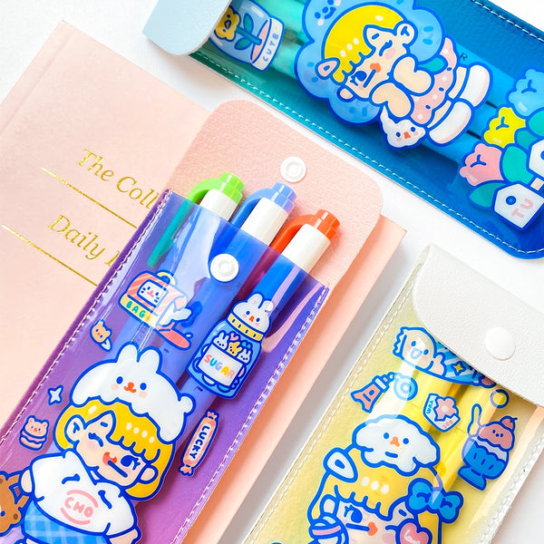 Cutie Girl [Pink] Notebook Pencil Case With Elastic Strap By Milkjoy