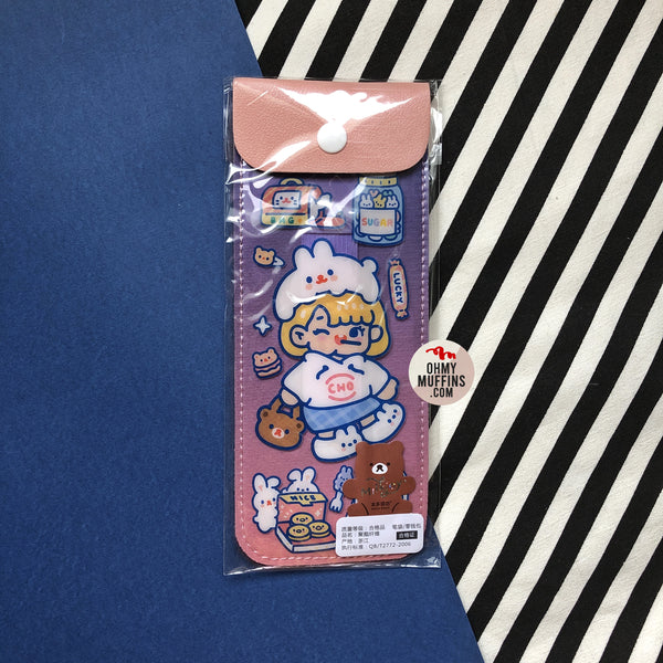 Cutie Girl [Pink] Notebook Pencil Case With Elastic Strap By Milkjoy