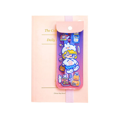 Cutie Girl [Pink] Notebook Pencil Case With Elastic Strap By Milkjoy