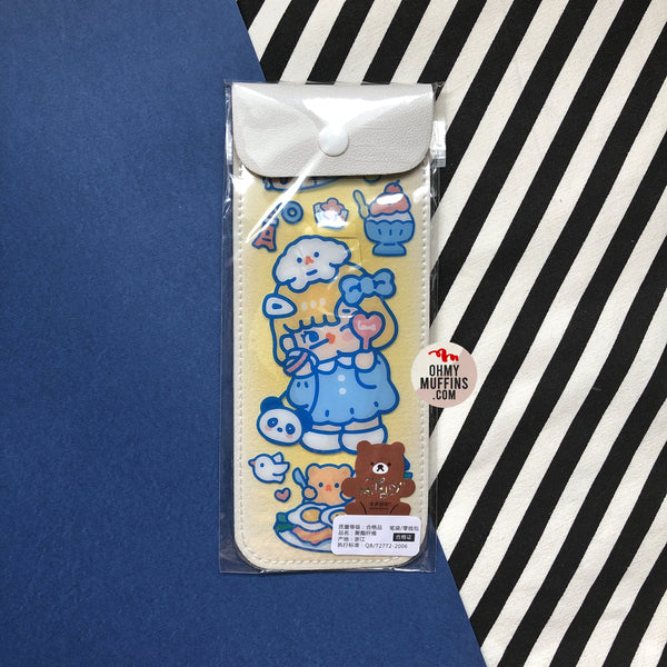 Cutie Girl [Yellow] Notebook Pencil Case With Elastic Strap By Milkjoy