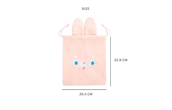 Cutie [Pink Rabbit] Drawstring Pouch By Bentoy