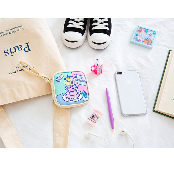 Cutie Girl [Unicorn Girl] Cable Holder Pouch By Milkjoy