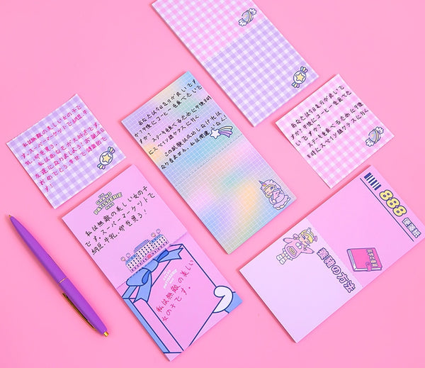 Cutie Girl Pink Notepad Memo Pad By Milkjoy