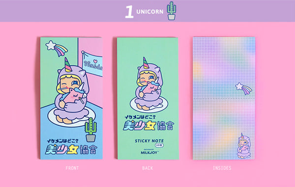 Cutie Girl Unicorn Notepad By Milkjoy
