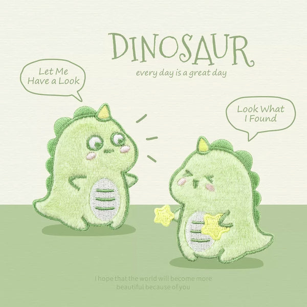 Dinosaur [ B ] Plush Embroidered Sticker & Iron-On Patch
