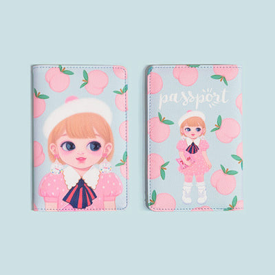 Dolly Girl Blue Peach Passport Cover By Milkjoy