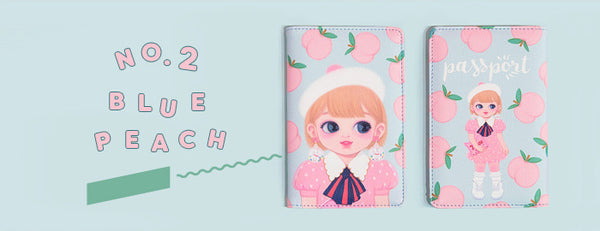 Dolly Girl [Blue Peach] Passport Cover Holder By Milkjoy