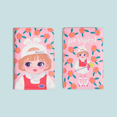 Dolly Girl Orange Flowers Passport Cover By Milkjoy
