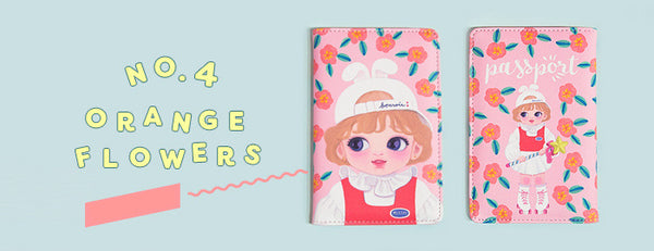 Dolly Girl [Orange Flowers] Passport Cover Holder By Milkjoy