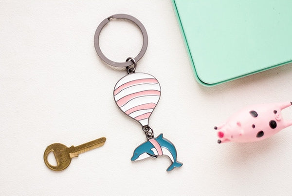 Animal Hot Air Balloon Dolphin Key Chain By 八涂 BaTu