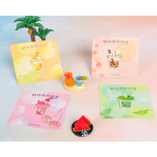 Don't Touch My Milk Tea [Matcha] Embroidered Sticker & Iron-On Patch